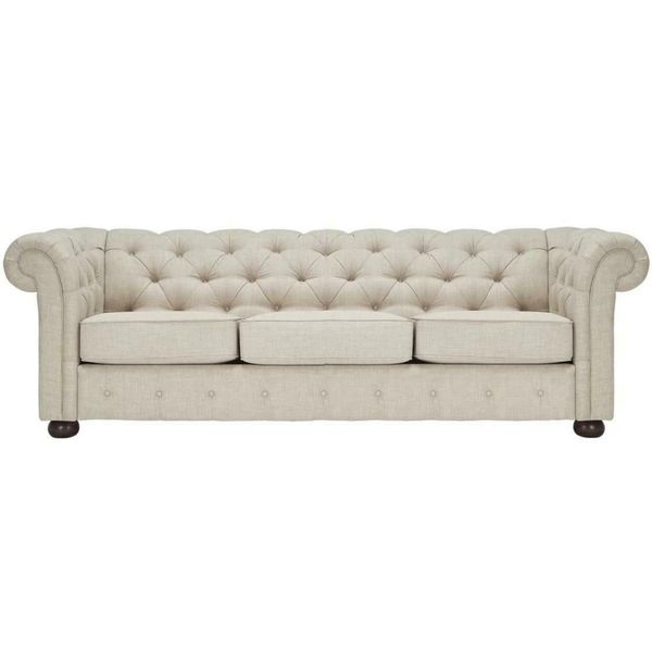Beige Chesterfield Soggiorno Design Moderno Divano Velluto Mobili Tessuto Nuovo-image