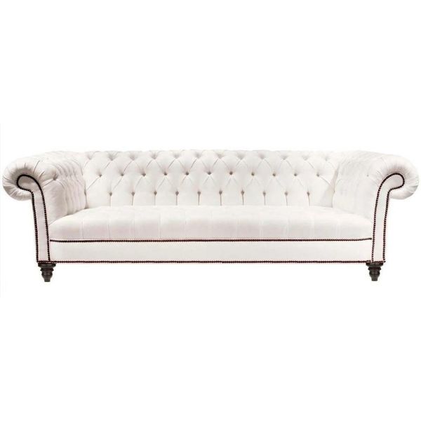 Divano Bianco A Tre Posti Chesterfield Design Moderno Divano In Pelle Nuovi Mobili Bianchi-image