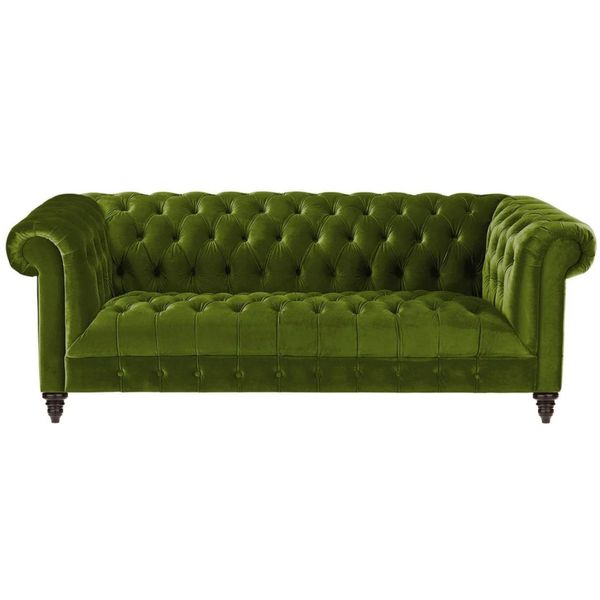 Verde Tre Posti In Tessuto Chesterfield Design Divano Imbottito Divani Originale Divano-image