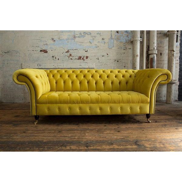 Divano Chesterfield 3 Posti Imbottitura Seduta Tessuto Pelle Divani Divani Divano-image