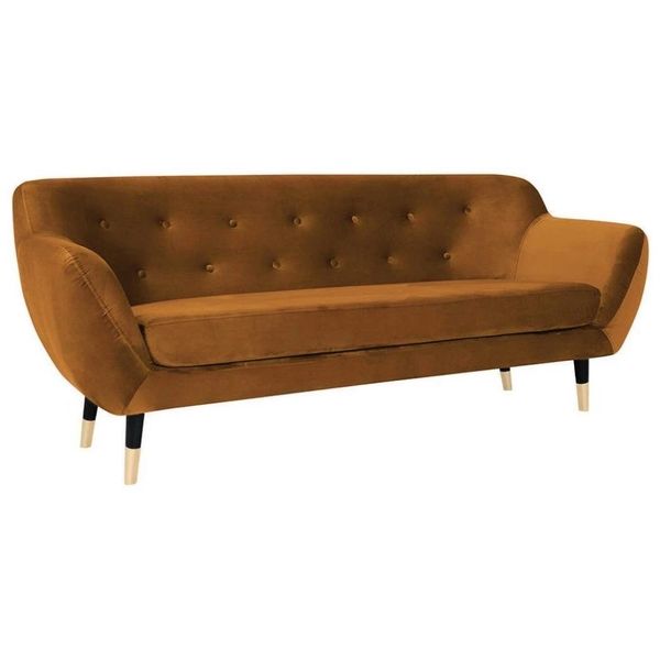 Divano In Tessuto Arancione Divani Da Salotto Chesterfield Tre Posti Design Divano Imbottito-image