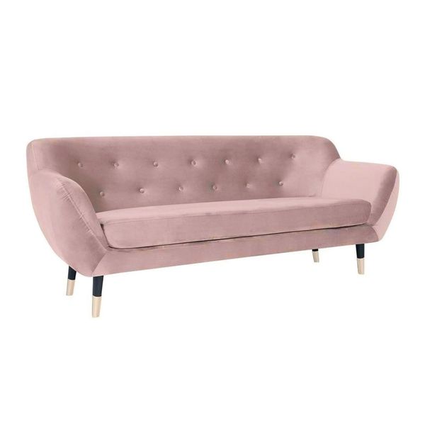 Divano Rosa In Tessuto Salotto Design Divani Imbottiti Divani Chesterfield A Tre Posti-image