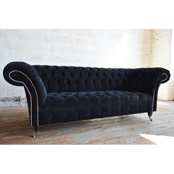 Chesterfield Design Lusso Imbottito Divano Divano Sedile Set Similcuoio Nuovo - S1-image