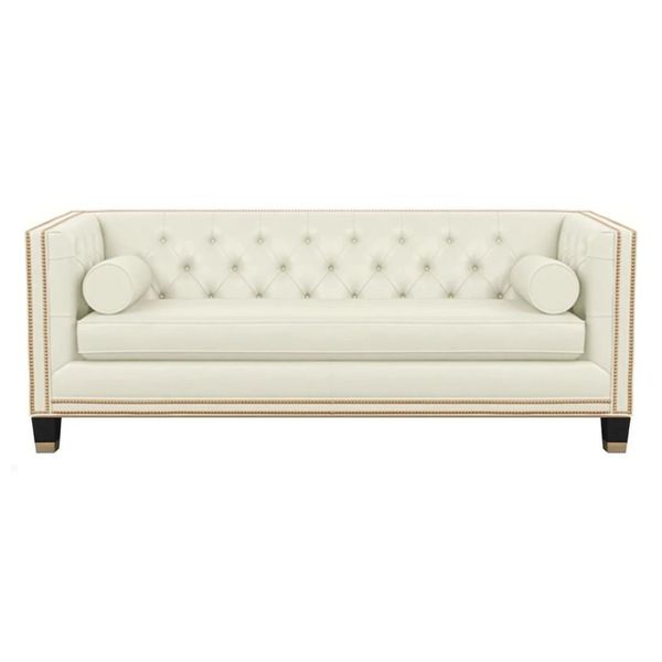Divano Chesterfield Beige Mobili In Pelle Soggiorno Design Moderno Divani Nuovo-image