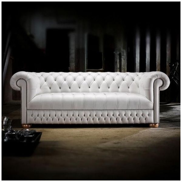 Divano Chesterfield Tappezzeria Divano In Pelle Bianca Tappezzeria Divani Set Di Divani Bianchi-image