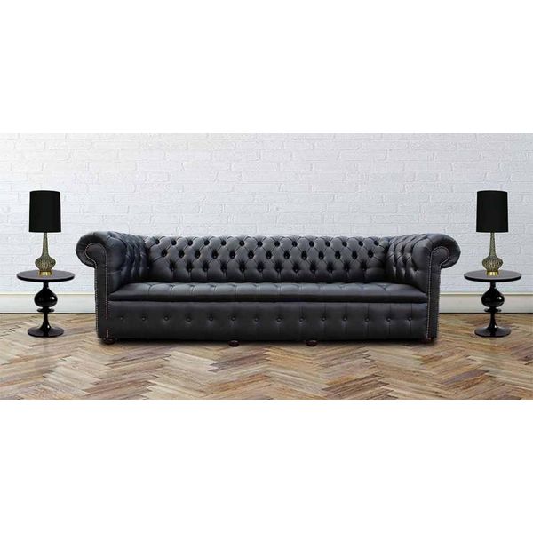 Divano Grande Xxl Divano Chesterfield 245Cm Divani Imbottiti 4 Posti Pelle Tessuto #210-image