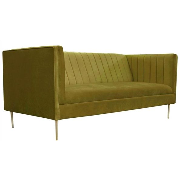 Divano Verde In Tessuto Soggiorno Tre Posti Design Divani Imbottiti Divani Lusso-image