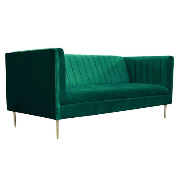 Divano A Due Posti Divani In Tessuto Verde Divani Imbottiti Soggiorno Design Lusso Tessile-image