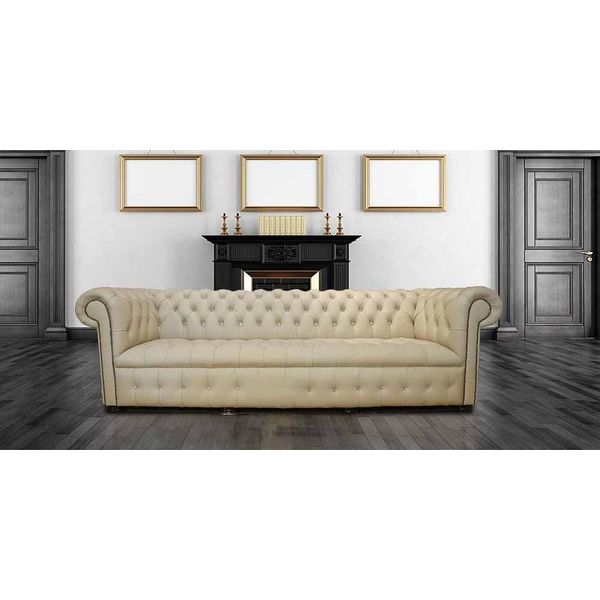 Divano Grande Xxl Divano Chesterfield 240Cm Divani Imbottiti 4 Posti In Similcuoio #241-image