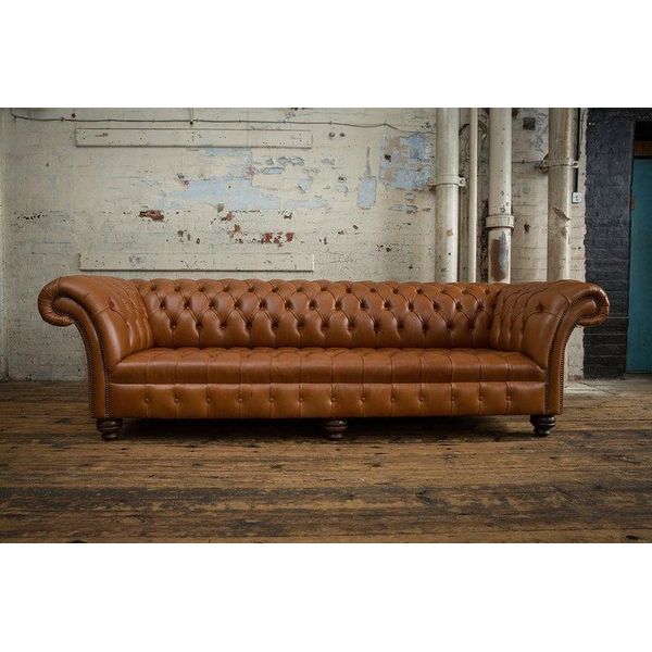 Divano Chesterfield Marrone Divano Tappezzato 4 Posti Divani Set Divani Nuovo-image