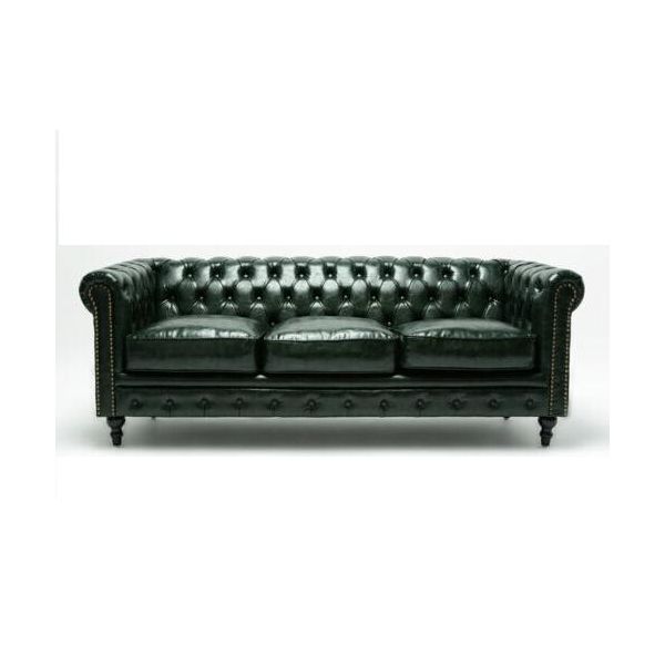 Divano Chesterfield Imbottito Divani Classici In Pelle Schaffhau 3 Posti - 300-image
