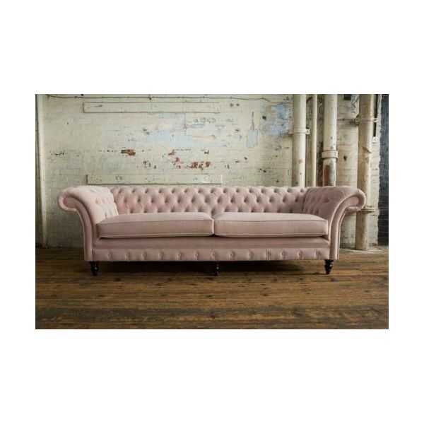 Xxl Divano 4 Posti Divano Chesterfield Imbottito Set Di Sedili In Similcuoio Rosa-image