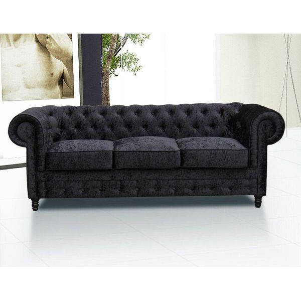 Divano Imbottito Di Design Chesterfield Set Di Divani In Pelle Divani Tessili #138-image