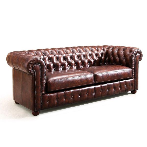 Jv Furniture Chesterfield 2 Posti Design Divano Di Lusso Divano Classico-image
