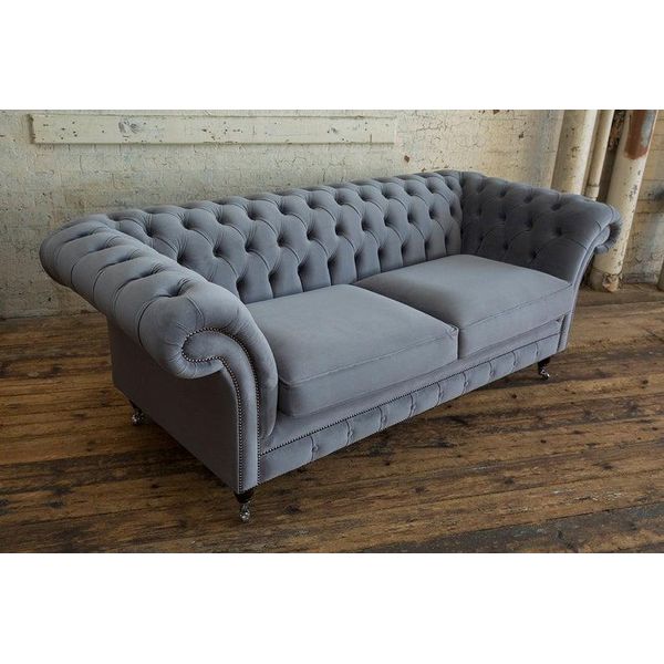 Divano Chesterfield Tessuto Divano Di Design Noble Design 3 Posti Velluto-image