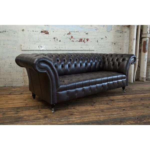 Jv MöBel Divani Imbottiti Chesterfield 3 Posti Design Divano Di Lusso In Pelle Xxl-image