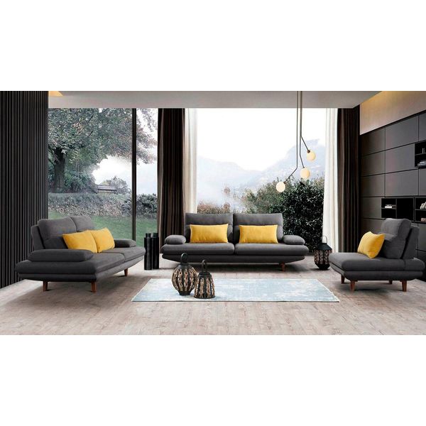 Divano A Tre Posti Di Design Divano 3 Posti Imbottito In Pelle Divani Grandi Tessile Nuovo-image