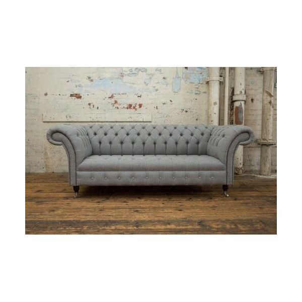 Jv MöBel Divano Grigio Di Design Couch Upholstery Xxl 3 Posti Big Textile-image