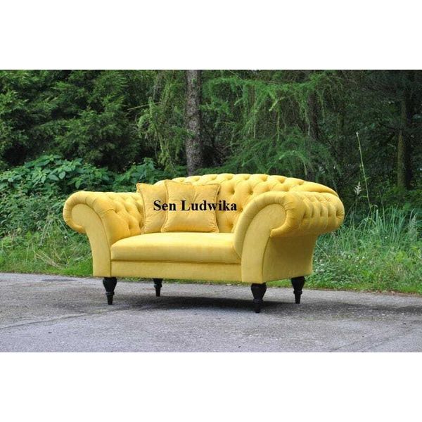 Divano Chesterfield 2 Posti Imbottitura Tessile Velluto Divani Soggiorno Nuova Seduta-image