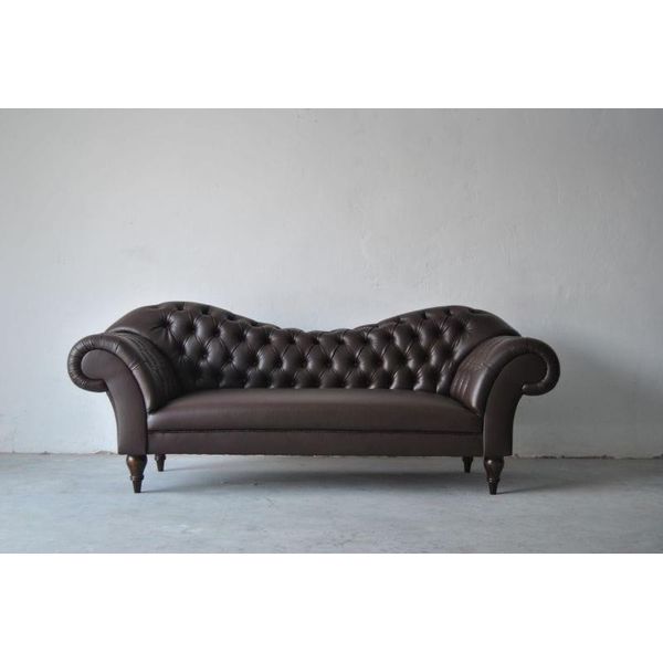 Divano A Tre Posti Di Design Imbottitura Nera Seduta Tessile Divano 3 Posti Chesterfield-image