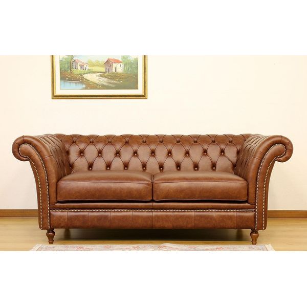 Design Club Lounge Set Di Divani Chesterfield Divano In Pelle A 2 Posti Divano Imbottito-image