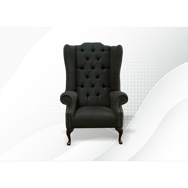 Chesterfield Wing Chair Divano Poltrona Classica Poltrona Lounge Club Mobili In Velluto Nuovo-image