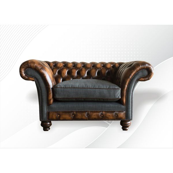 Poltrona Divano Tappezzeria Divano Tessile Chesterfield Divani 1 Posto Monoposto Marrone-image