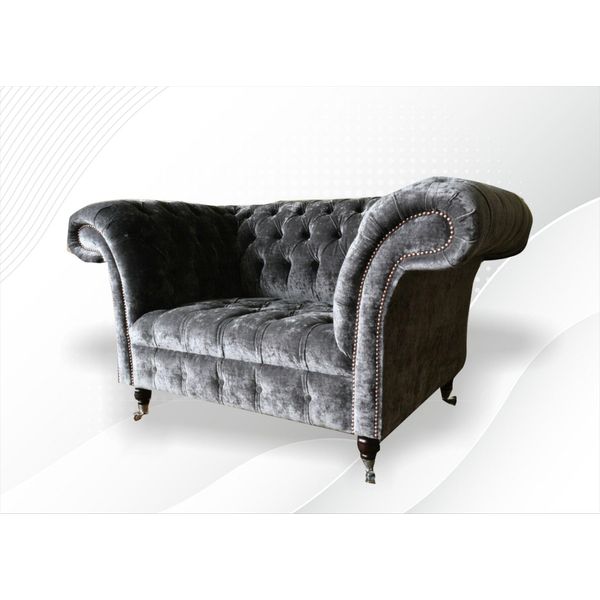 Poltrona Chesterfield Divano Sedia Divano Relax Designer Soggiorno Velluto Grigio-image