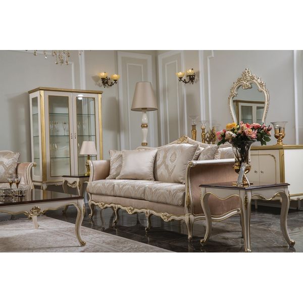 Lusso Divano A Tre Posti Divani A 3 Posti Seduta Design Divani Classici Mobili Beige-image