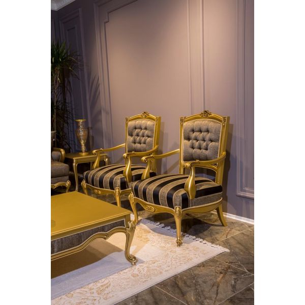 Poltrone Mobili Sedie Art Deco Design Tessile Poltrone Soggiorno Lusso Design Nuovo-image