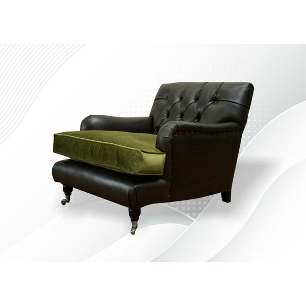 Poltrona Chesterfield Design Divano Imbottito Divani Tessili Di Lusso 1 Posto Lounge-image