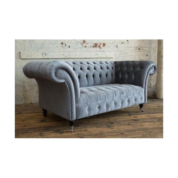 Jv MöBel Chesterfield Grande Design Tessile Soggiorno Divano Imbottito 2 Posti-image