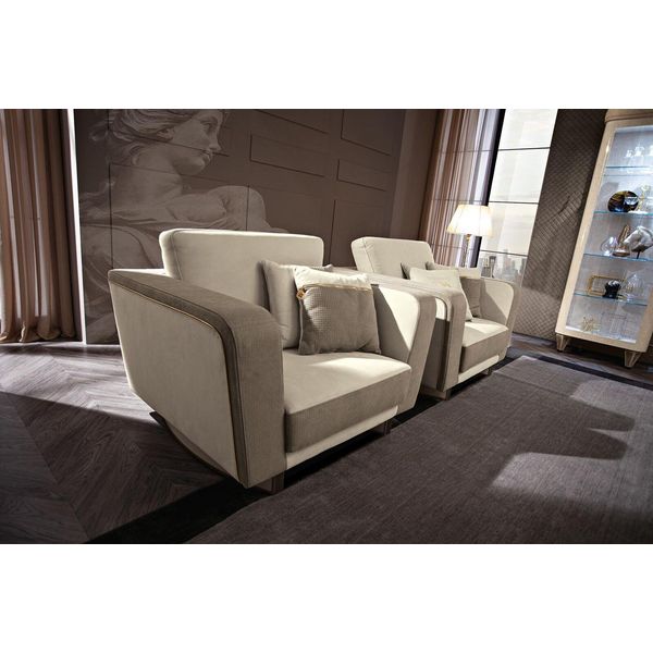 Poltrona Design Beige 119 X 97 X 86 Cm Jvmoebel-image