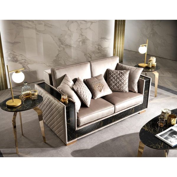 Divano 2 Posti Design Marrone 176 X 102 X 95 Cm Jvmoebel-image