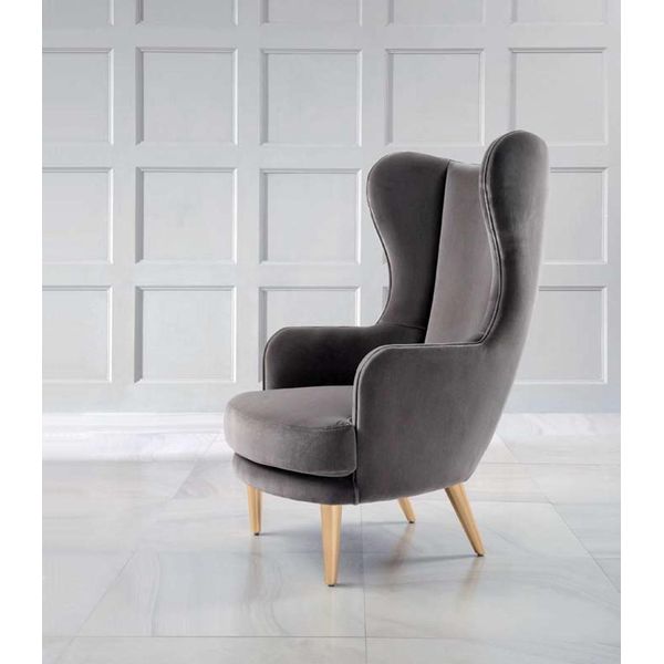 Poltrona Wing Chair Poltrona Club Poltrona Cocktail Poltrona Di Lusso Seduta Grigia Soggiorno-image