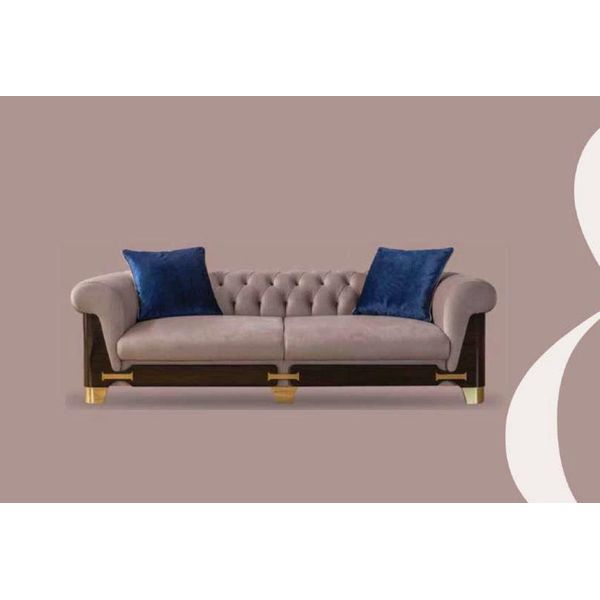 Divano 3 Posti 235 X 100 X 70 Tessuto Beige Jvmoebel-image