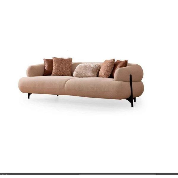 Divano 3 Posti In Legno Design Tessile 240X75X105 Jvmoebel-image