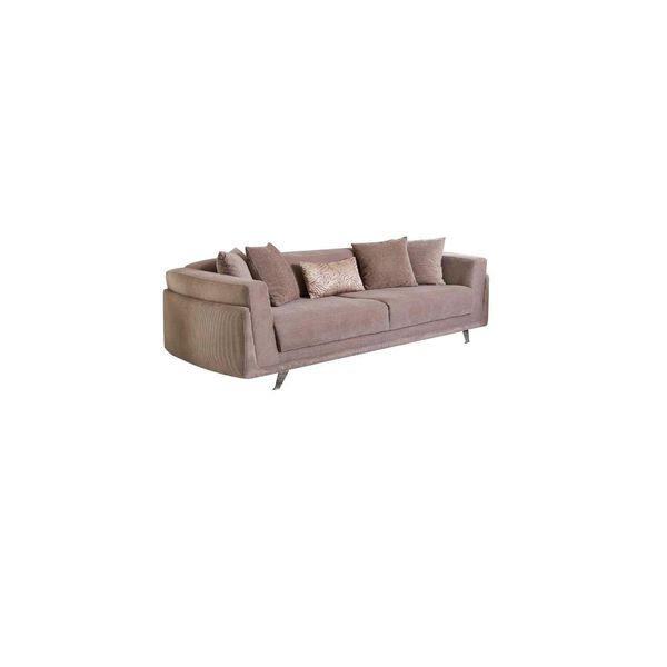 Divano In Tessuto Di Design Divano A Tre Posti Divano A 3 Posti Imbottito In Tessuto Beige Jvmoebel-image