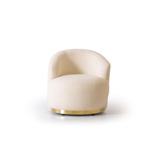 Poltrona Moderna Bianca Soggiorno Tessile Design Lusso Lounge Club Monoposto-image
