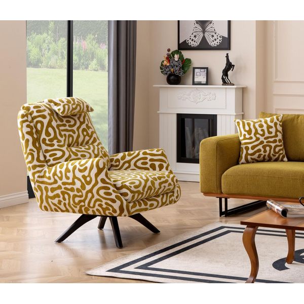 Poltrona Moderna Verde Soggiorno Seduta Tessile Mobili Design Lounge-image