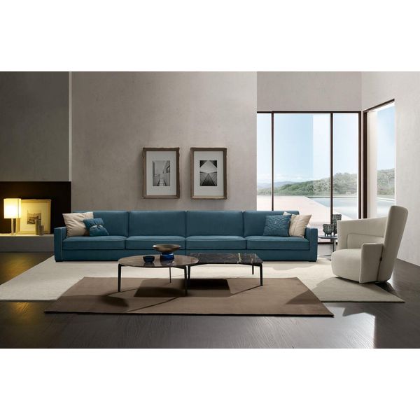 Divano 4-Sitzer Polster Divano Leder Divani Design Italienische MöBel Blau Jvmoebel-image
