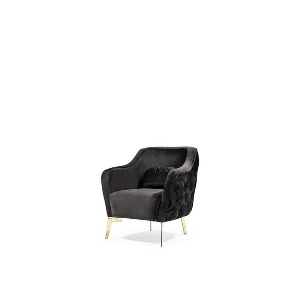 Poltrona Chesterfield Wing Chair Tessuto Soggiorno Poliestere Nero Jvmoebel-image