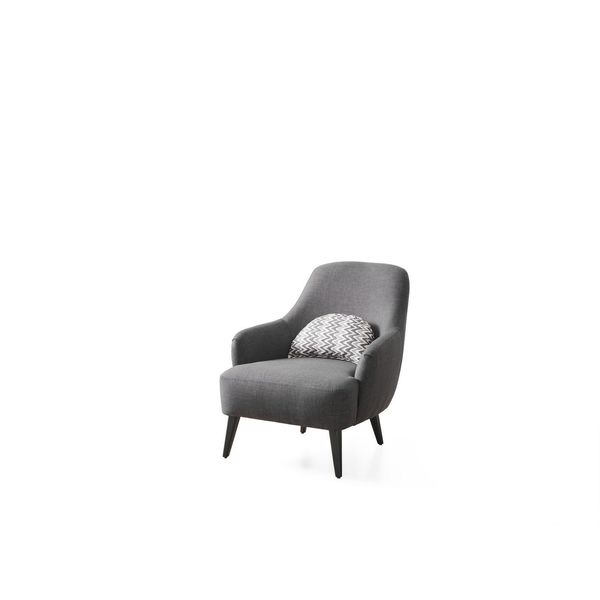 Poltrona Wing Chair Tessuto Soggiorno Poliestere Design Grigio Seduta Moderna Jvmoebel-image