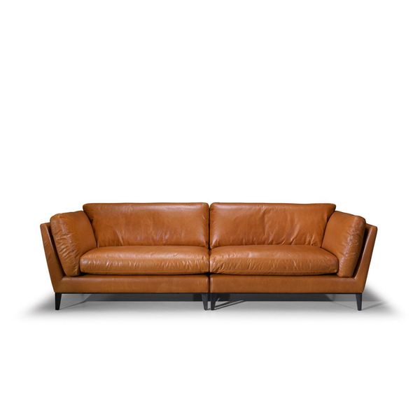 Divano 3 Posti Marrone Lusso Design Mobili Soggiorno Pelle Prianera Nuovo Jvmoebel-image