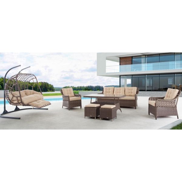 Mobili Da Giardino Set Di Divani Tavolo Poltrone Gruppi Di Seduta Sgabelli Veranda 6 Pezzi Jvmoebel-image