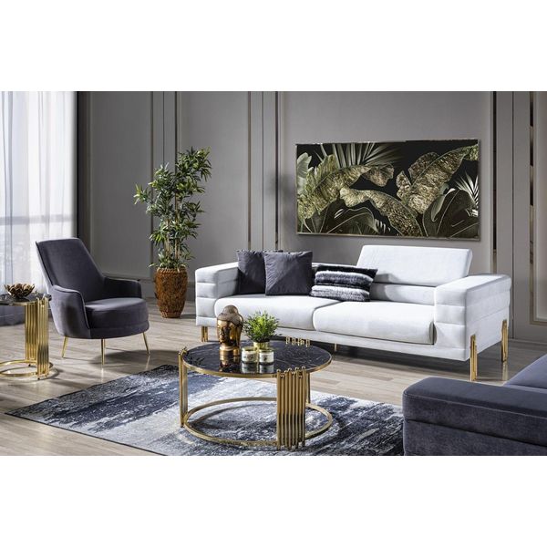 Set Di Divani Di Lusso Divano 4 Posti Poltrona Tessuto Moderno Bianco Moderno Set Jvmoebel-image