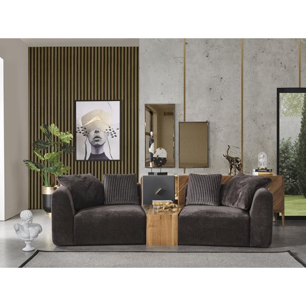 Divano A Quattro Posti Divani A 4 Posti Dal Design Moderno In Tessuto Poliestere Nero Jvmoebel-image