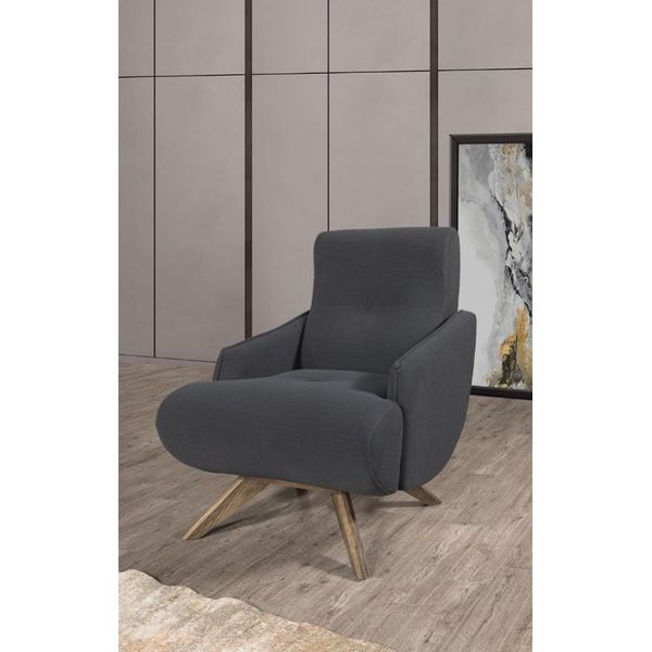 Sedia Lounge Grigia Di Design Monoposto Imbottita Poltrona Arredo Soggiorno-image