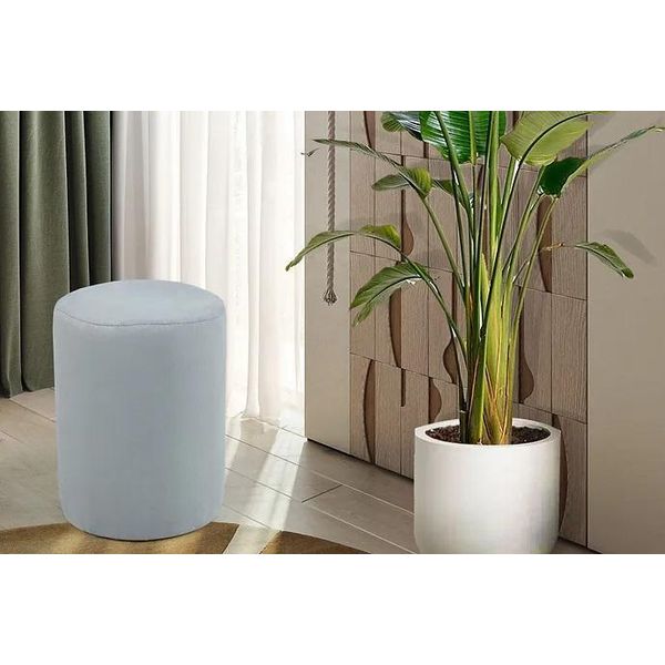 Lussuoso Sgabello Con Rivestimento Tessile Bianco E Struttura In Mdf Nuovo-image
