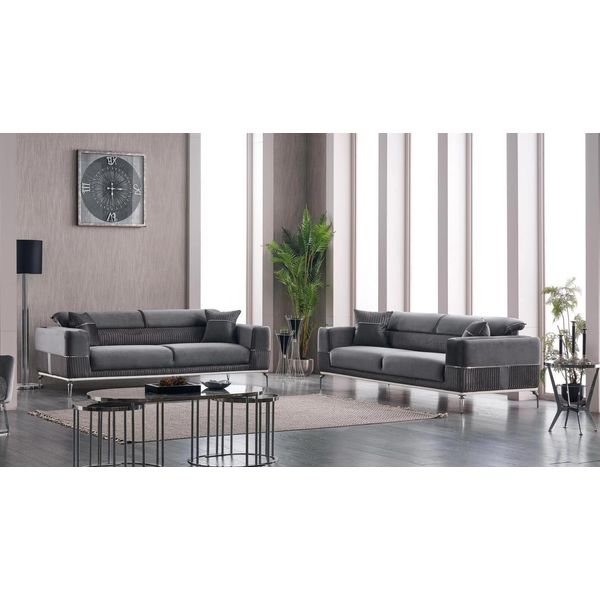 Graue Designer Divano Club MöBel Couchen 3+3 Sitzer Polster 230Cm Jvmoebel-image